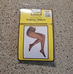 Vtg Pantyhose Queen Plus Size 5X-6X Fits 5'3-5'9 200-300lbs Sheer Off White NOS